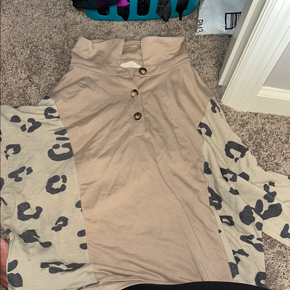 Tan and Cream Leopard Print Top